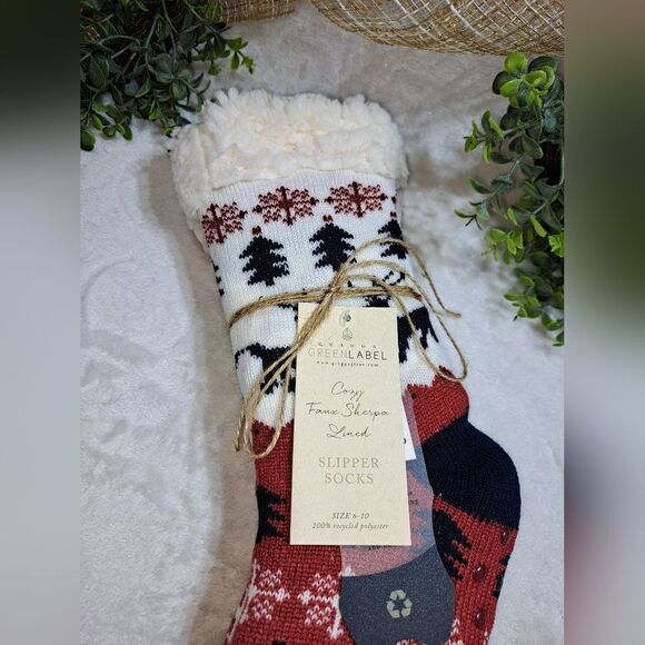 NWT Quagga Faux Sherpa Slippers Sustainable Green Label - Picture 4 of 15